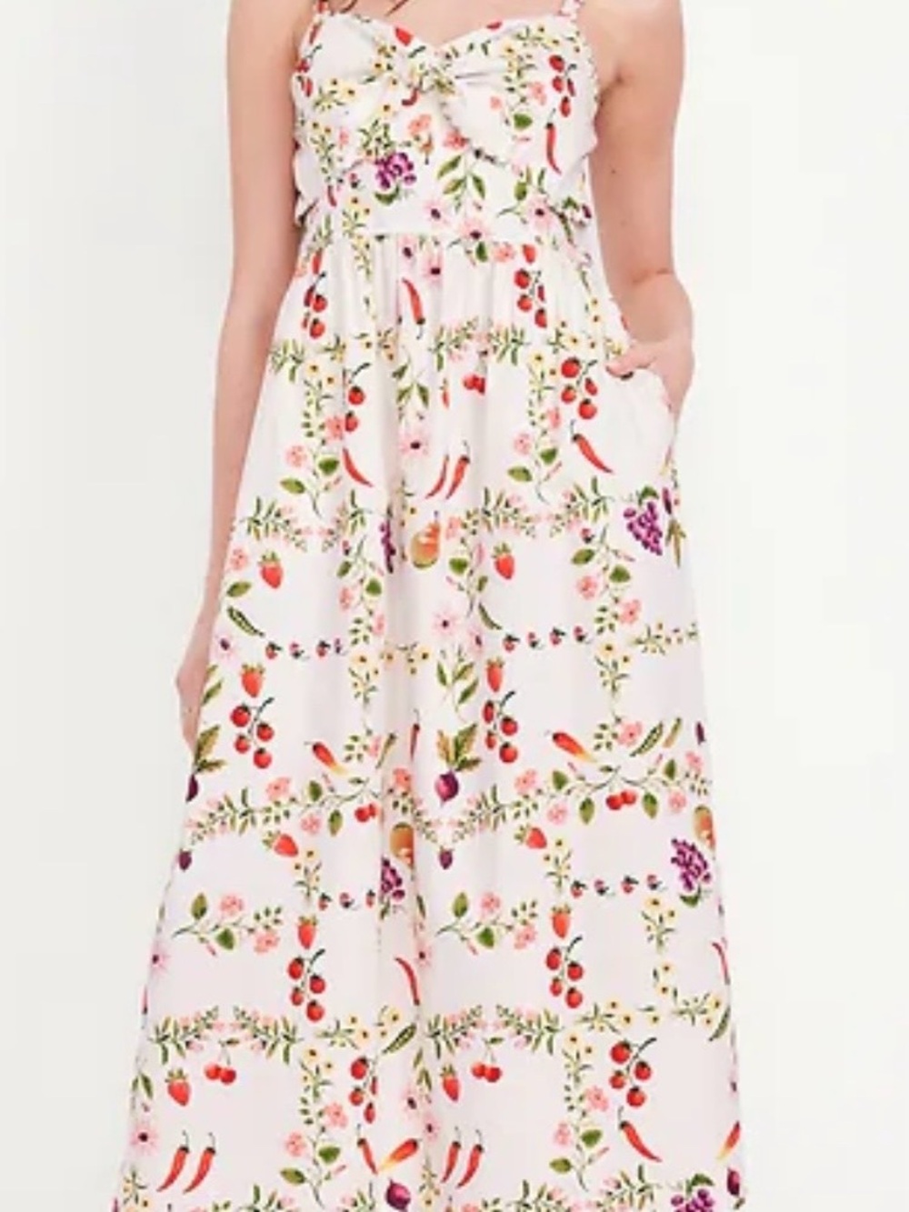 Old Navy Pink Maxi Dress with Fruit & Floral Print